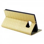 Wholesale Samsung Galaxy S6 Slim Check Magnetic Flip Leather Wallet Case (Gold)